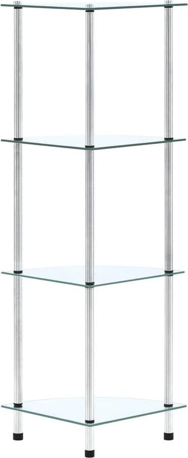 VidaXL Kastje 4-laags Transparant Glas 30x30x100cm Vitrinekast Glazen Kast Opbergkast Displaycase Tv Stand Room Divider Livingroom Furniture Home Storage - Foto 4