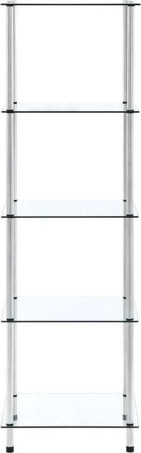 VidaXL Kastje 5-laags 40x40x130 cm Glas Transparant Vitrinekast Displaykast Boekenkast Decoratieve Kast Glaskast Moderne Kast Designkast Opbergkast Woonaccessoires