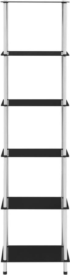 VidaXL Kastje 6-laags Zwart Gehard Glas 160 cm Vitrinekast Displaykast Boekenkast Opslagkast Interieurdecoratie Woonaccessoires Zwarte Kast Moderne Kast Industriële Kast - Foto 2