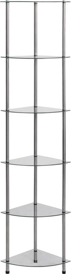 VidaXL Kastje 6 Lagen Transparant Gehard Glas Vitrinekast Glazen Kast Display Case Opbergkast Woonaccessoires