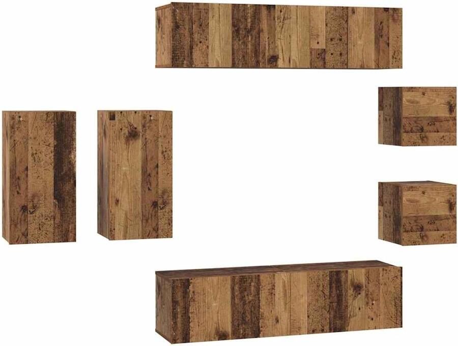 VidaXL Tv-meubelset 8 pcs Oud hout 30 5 x 30 x 60 cm Bewerkt hout