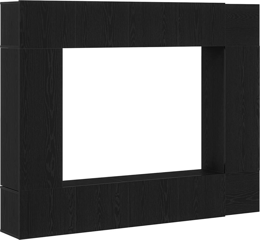 VidaXL 8-delige TV-kastset wandmontage zwart eiken gemaakt van gefabriceerd hout