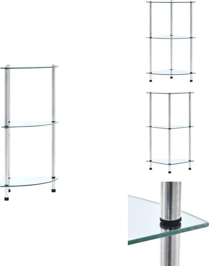 VidaXL Kastje Kastjes Boekenkast Boekenkasten Kastje 3-laags 30x30x67 cm gehard glas transparant