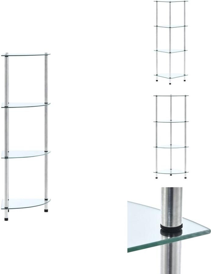 VidaXL Kastje 4-laags Transparant Glas 30x30x100cm Vitrinekast Glazen Kast Opbergkast Displaycase Tv Stand Room Divider Livingroom Furniture Home Storage - Foto 2