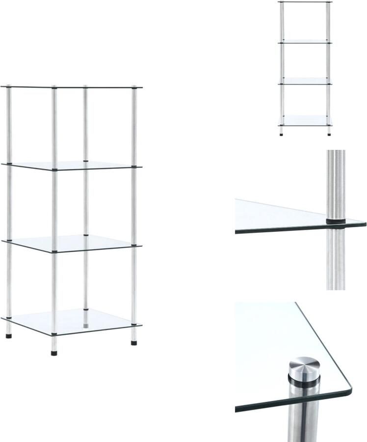 VidaXL Kastje Kastjes Boekenkast Boekenkasten Kastje 4-laags 40x40x100 cm gehard glas transparant