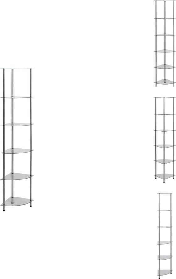 VidaXL Kastje Kastjes Boekenkast Boekenkasten Kastje 6-laags 30x30x160 cm gehard glas transparant - Foto 2
