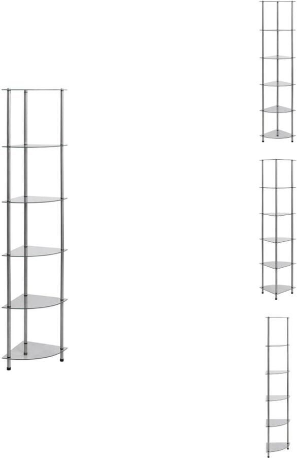 VidaXL Kastje Kastjes Boekenkast Boekenkasten Kastje 6-laags 30x30x160 cm gehard glas transparant