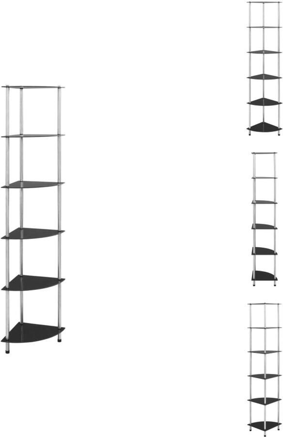 VidaXL Kastje Kastjes Boekenkast Boekenkasten Kastje 6-laags 30x30x160 cm gehard glas zwart