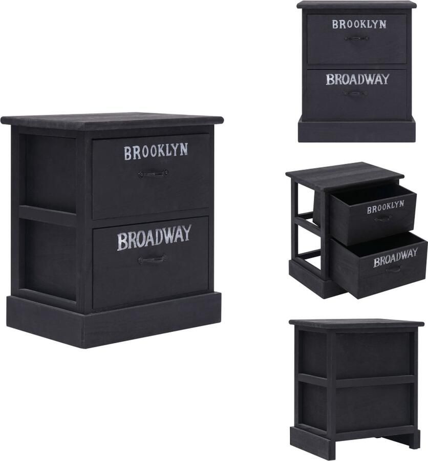 VidaXL Kastje Kastjes Nachtkastje Nachttafel Nachtkastje 38x28x45 cm paulowniahout zwart