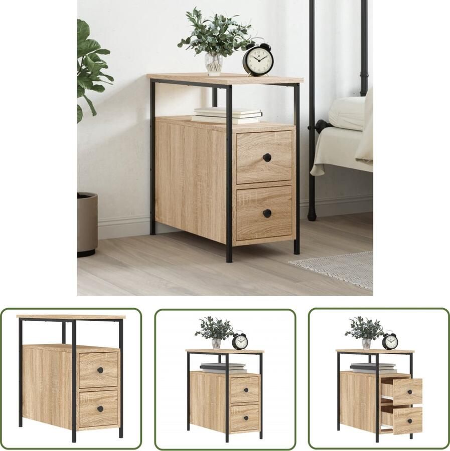 VidaXL Nachtkastje 30x60x60 cm bewerkt hout sonoma eikenkleurig Nachtkastje Kastje Bedroom Furniture Houten Kast Eiken Meubels - Foto 2