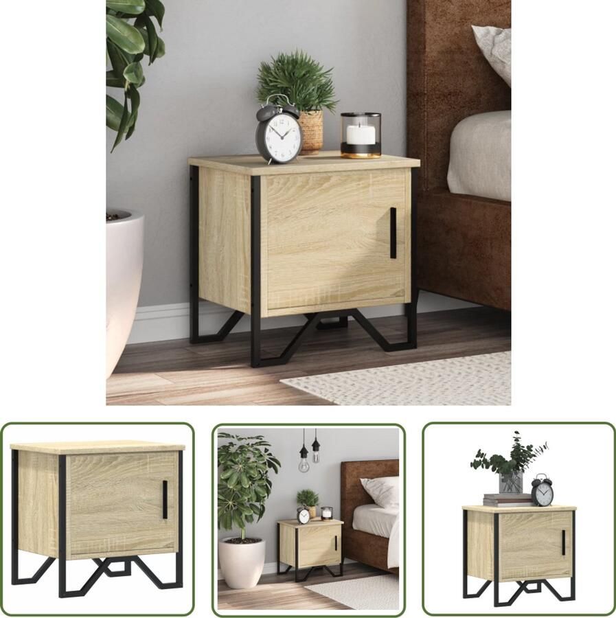 The Living Store Nachtkastje 40x30x40 cm spaanplaat sonoma eikenkleurig Nachtkastje Kastje Salontafel Kamerdecoratie Houten Meubilair