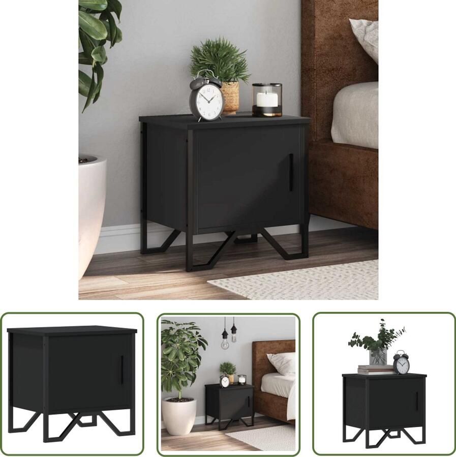 The Living Store Nachtkastje 40x30x40 cm spaanplaat zwart Nachtkastje Kastje Slaapkamervloerlamp Salontafel Woonaccessoires