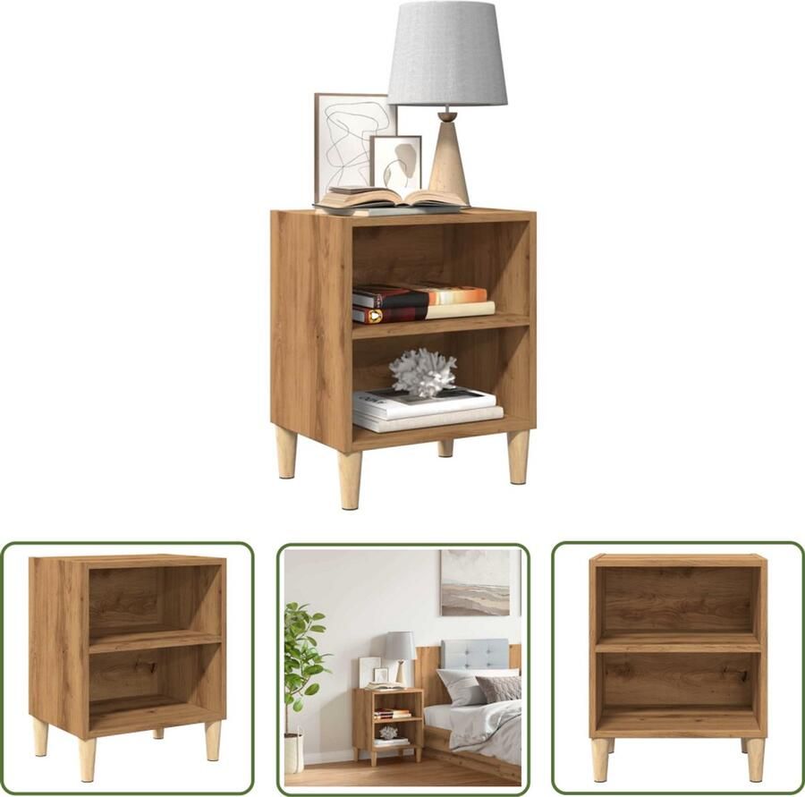 The Living Store Nachtkastje 40x30x50 cm bewerkt hout artisanaal eikenkleur Nachtkastje Kastje Houten Nachtkastje Eiken Kleur Salontafel