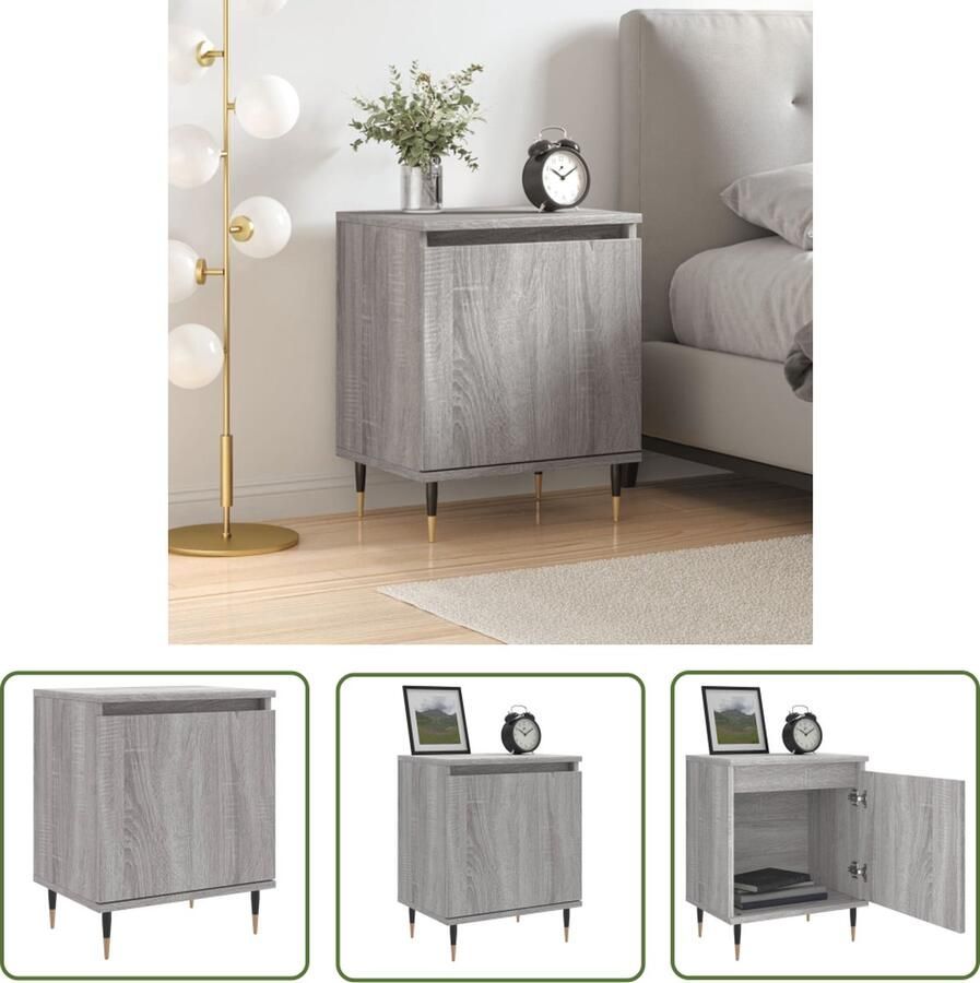 The Living Store Nachtkastje Elegant Meubelen Afmetingen- 40 x 30 x 50 cm Kleur- Grijs Sonoma Eiken Nachtkastje Kastje Slaapkamermeubel Houten Meubel Grijze Kamerdecoratie - Foto 2