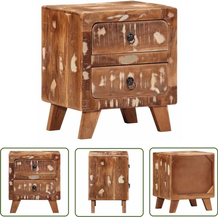 The Living Store Nachtkastje 40x32x46 cm massief gerecycled hout Nachtkastje Kastje Slaapkamervloer Vintage Meubilair Industrieel Design