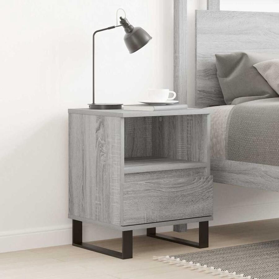 The Living Store Nachtkastje Trendy Meubelen Afmetingen- 40x35x50 cm Kleur- Grijs Sonoma Eiken Ken- Duurzaam materiaal Nachtkastje Kastje Slaapkamervloerisdecoratie Meubilair Grijze Meubels