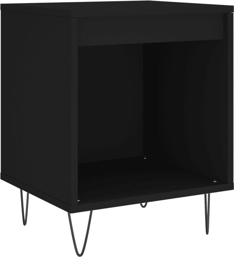 The Living Store Nachtkastje Trendy Meubelen Afmetingen- 40 x 35 x 50 cm Kleur- Zwart Nachtkastje Kastje Slaapkamervloerisdecoratie Houten Meubel Zwart Meubel