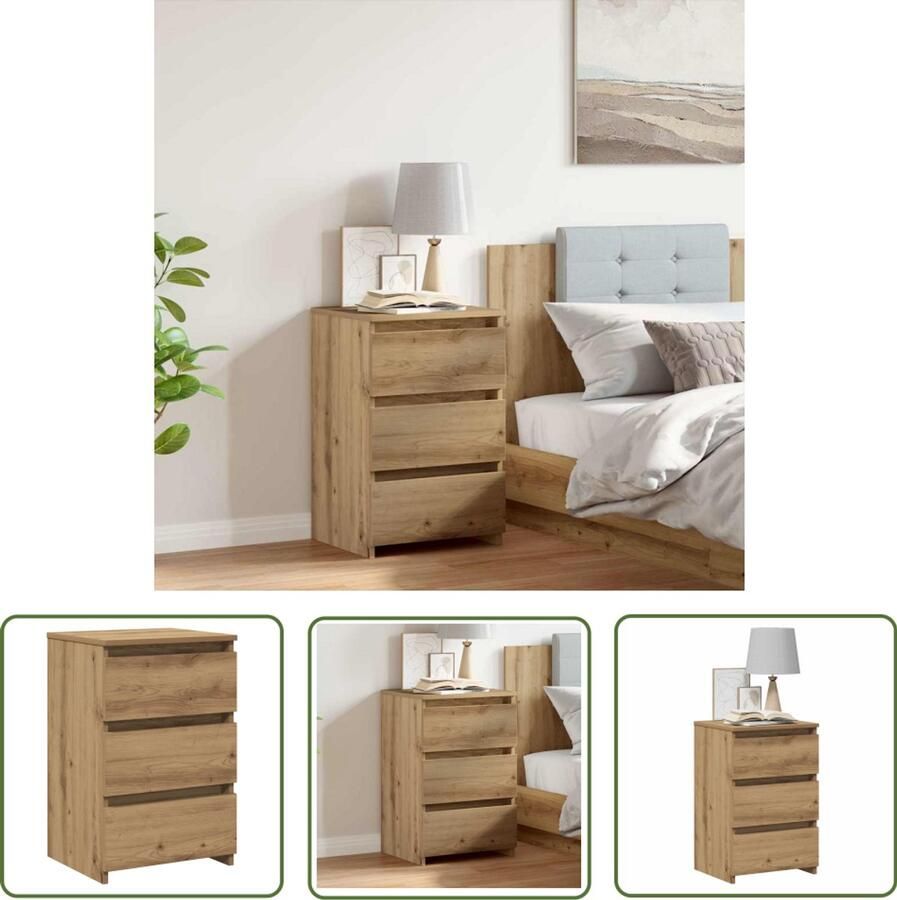 VidaXL Nachtkastje 40x35x62 5 cm bewerkt hout artisanaal eikenkleur Nachtkastje Kastje Houten Nachtkastje Eiken Nachtkastje Slaapkamervloerlamp