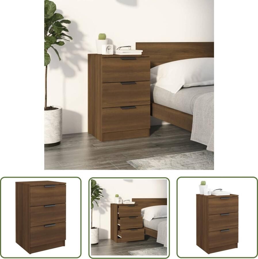 The Living Store Nachtkastje 40 x 36 x 65 cm Bruineiken Bewerkt Hout Nachtkastje Kastje Slaapkamers Houten Meubel Bruine Eiken - Foto 2