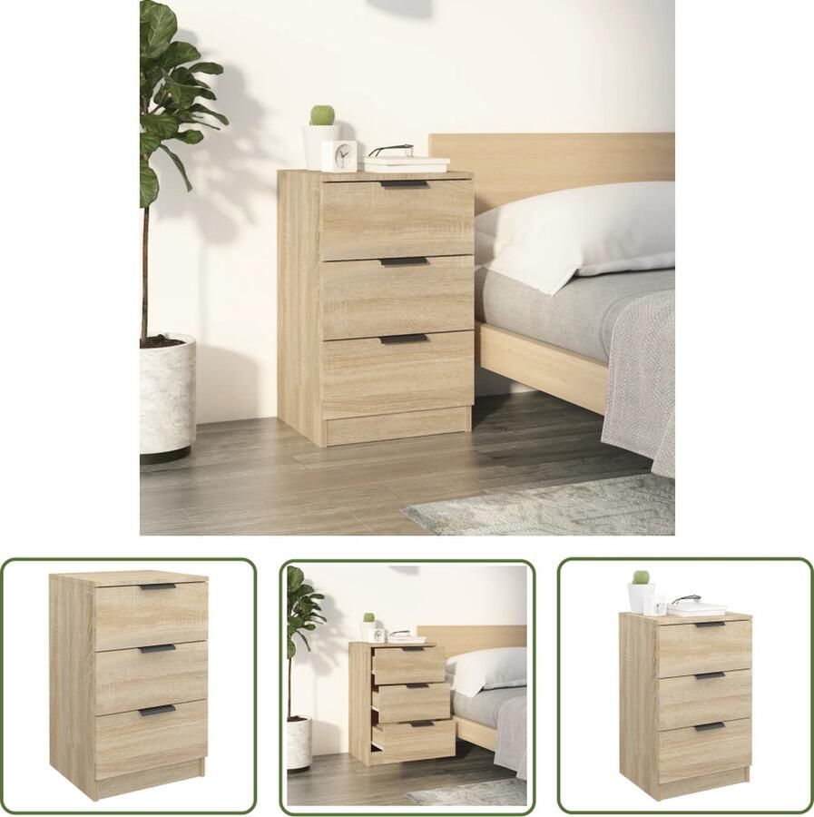 The Living Store Nachtkastje A Nachtkastje 40x36x65 cm Sonoma eiken Vochtbestendig Nachtkastje Kastje Salontafel Slaapkamerstijl Houten Meubilair - Foto 2