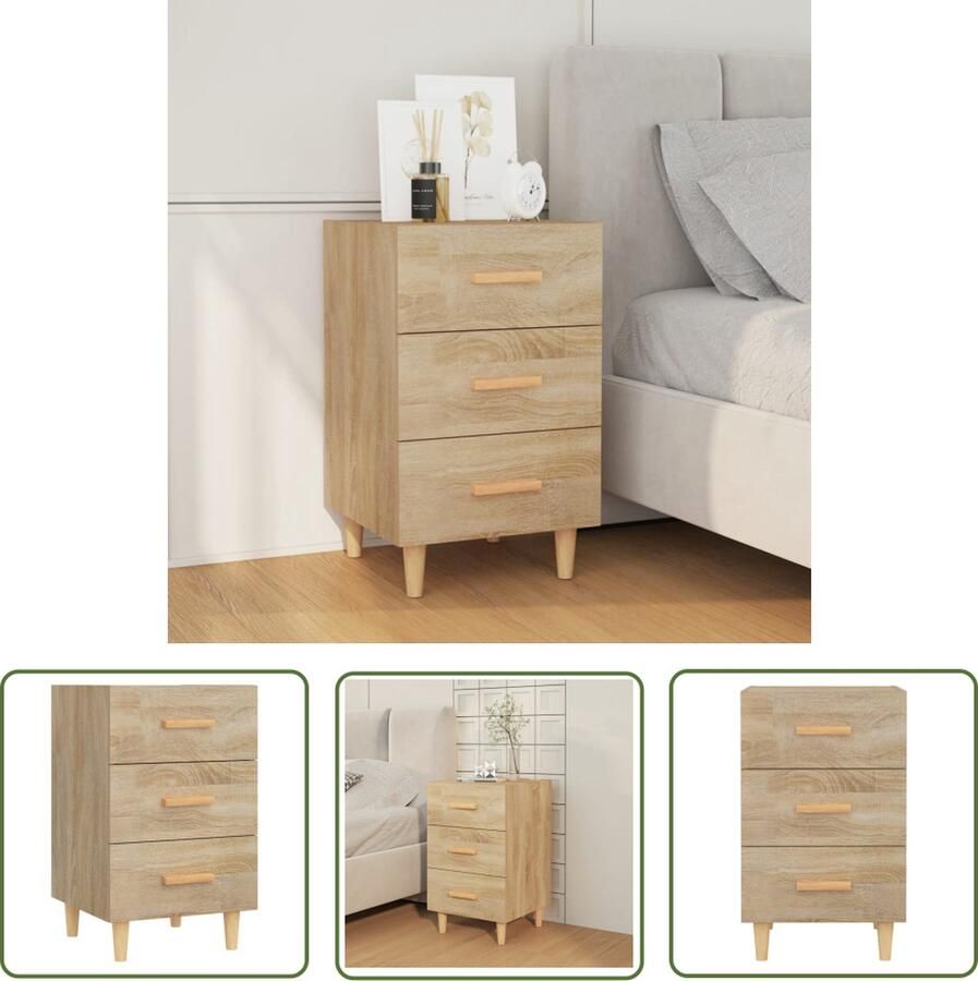 VidaXL Kastje Nachtkastje 40x40x66 cm bewerkt hout sonoma eikenkleurig Salontafel Houten Tafel Woonkamermeubel - Foto 2