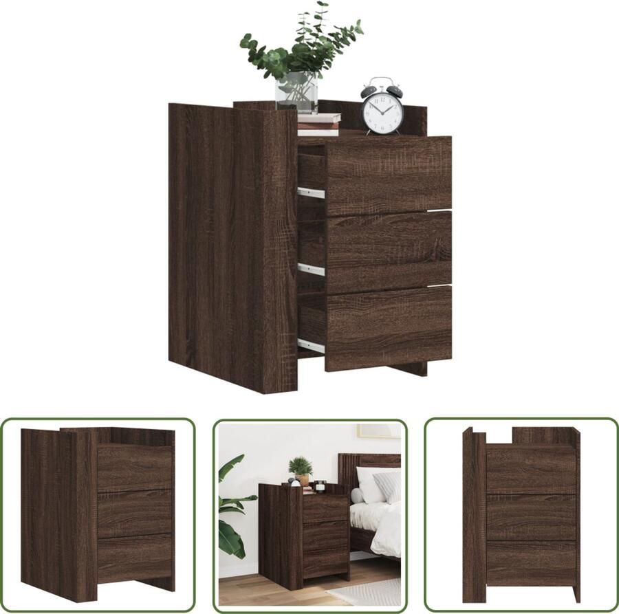 The Living Store Nachtkastje 45x50x65 cm bewerkt hout bruin eikenkleurig Nachtkastje Kastje Houten Nachtkastje Bruine Nachtkastje Vintage Nachtkastje