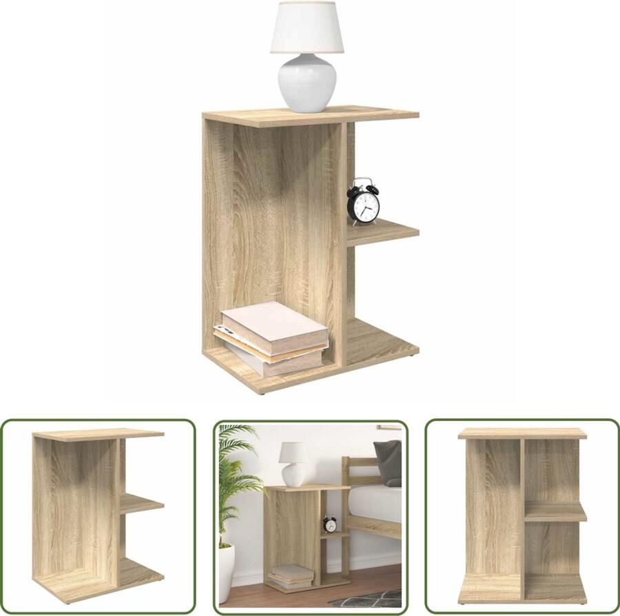 The Living Store Nachtkastje 46 5x29x61 cm bewerkt hout sonoma eikenkleurig Nachtkastje Kastje Salontafel Houten Kast Bedroom Furniture