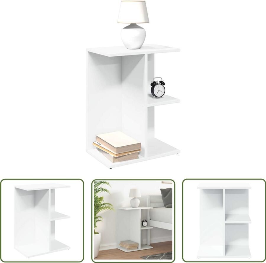 The Living Store Nachtkastje 46 5x29x61 cm bewerkt hout wit Nachtkastje Kastje Slaapkamer Houten Kast Opbergkast