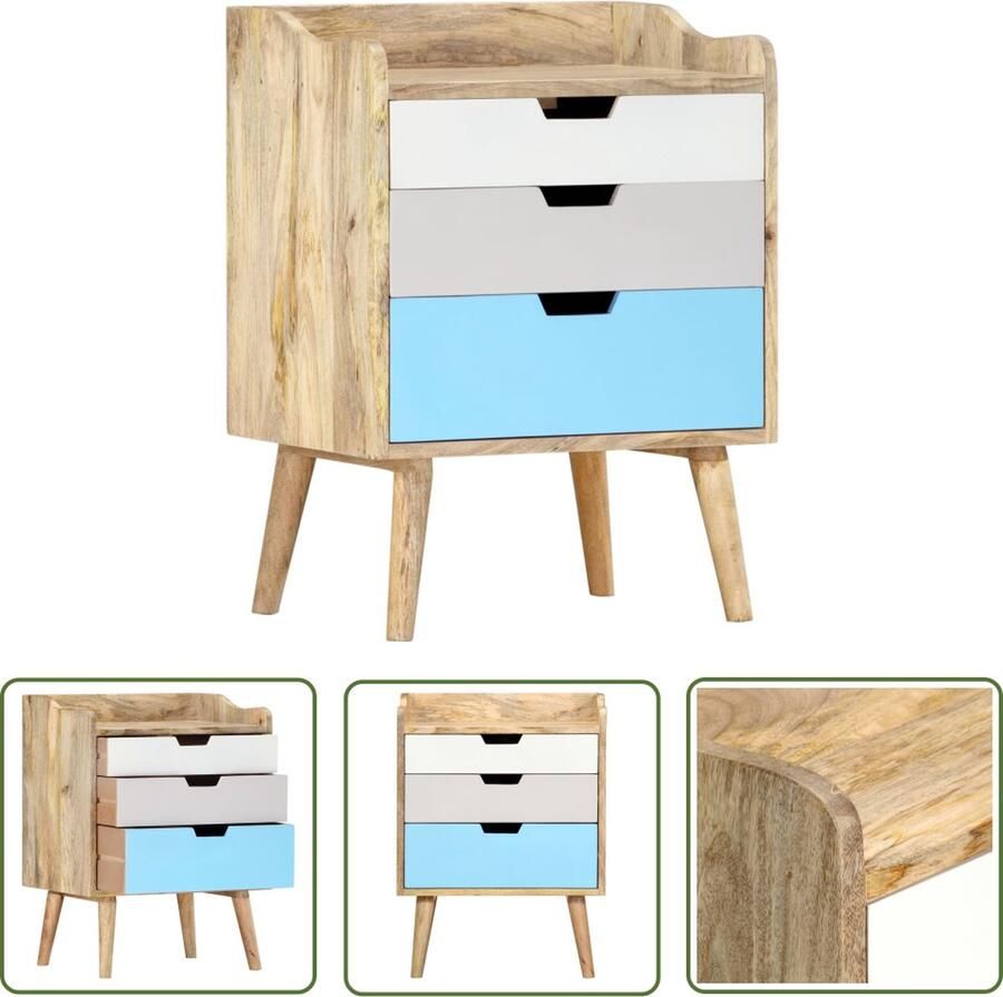 The Living Store Nachtkastje Slaapkamermeubel 47 x 35 x 63 cm Handgemaakt mangohout Nachtkastje Kastje Slaapkamermeubel Mangohout Meubilair Vintage Nachtlamp