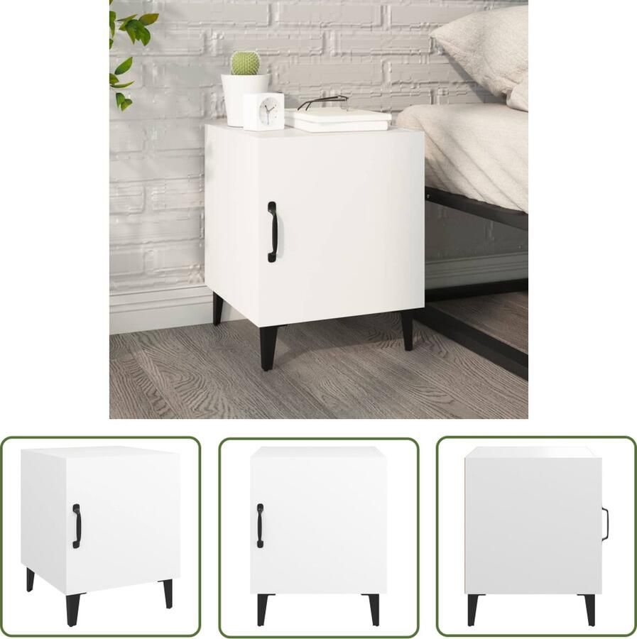 The Living Store Nachtkastje Wit 40 x 40 x 50 cm Hoogwaardig hout Nachtkastje Kastje Houten Nachtkastje Nachtlampkast Sidetable - Foto 2