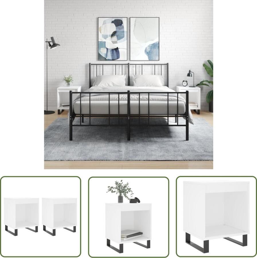 The Living Store Nachtkastje Trendy Meubelen Afmetingen- 40 x 35 x 50 cm Kleur- wit Materiaal- bewerkt hout en metaal Nachtkastje Kastje Slaapkamermeubel Houten Meubel Wit Meubel