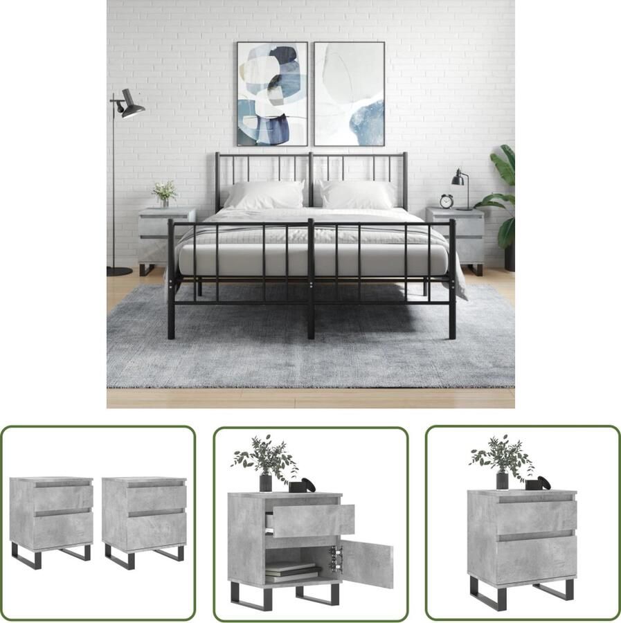 The Living Store Nachtkastjes Trendy Meubelen 40 x 35 x 50 cm Betongrijs Nachtkastjes Kastjes Slaapkamers Betongrijs Meubel