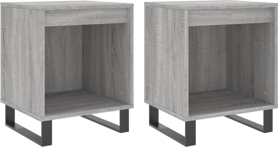 The Living Store Nachtkastjes Trendy Meubelen Afmeting- 40 x 35 x 50 cm Kleur- Grijs Sonoma Eiken Nachtkastjes Kastjes Slaapkamerinrichting Houten Meubilair Grijze Meubels