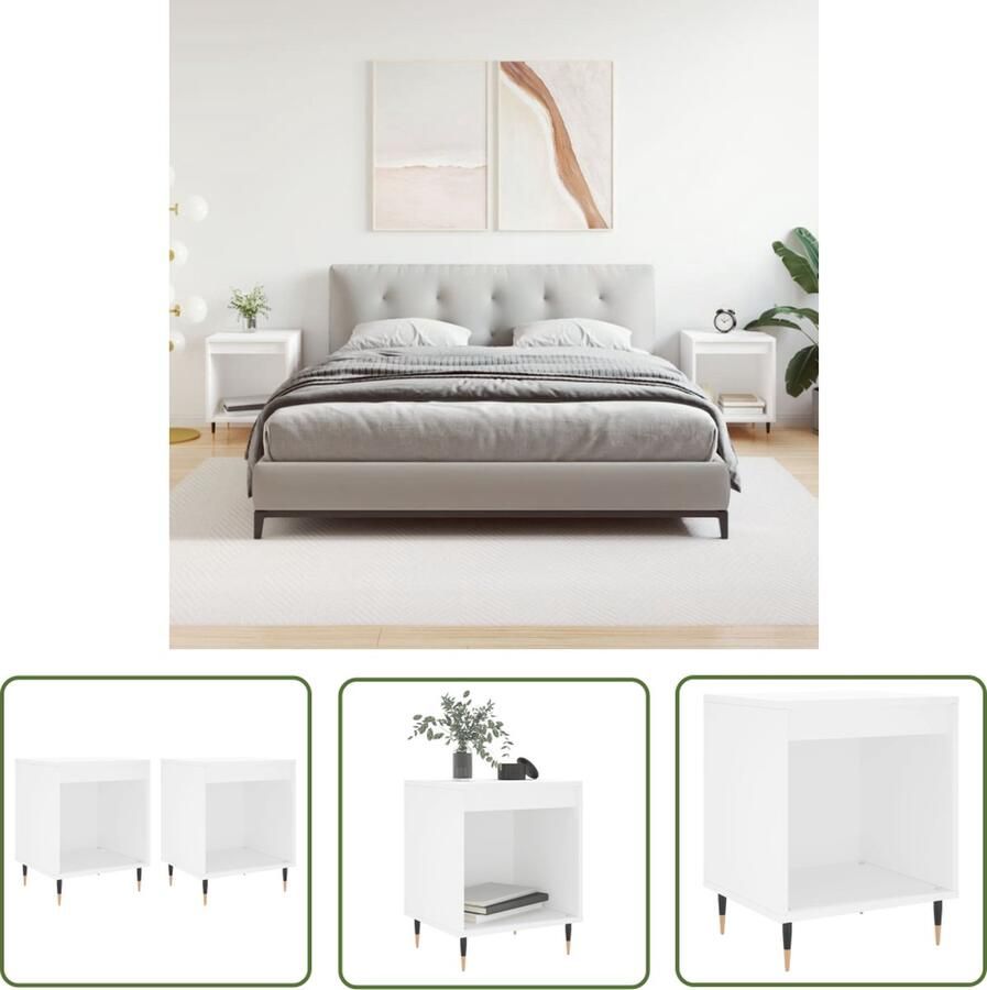 The Living Store Nachtkastjes Classic Meubelen 40 x 35 x 50 cm Wit Nachtkastjes Kastjes Slaapkamermeubel Houten Meubel Witte Meubels