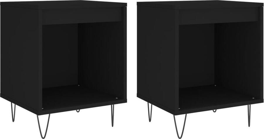 VidaXL Nachtkastjes zwart Set van 2 40x35x50 cm Nachtkastjes Kastjes Nachtkasten Slaapkamersdecoratie Houten Nachtstand