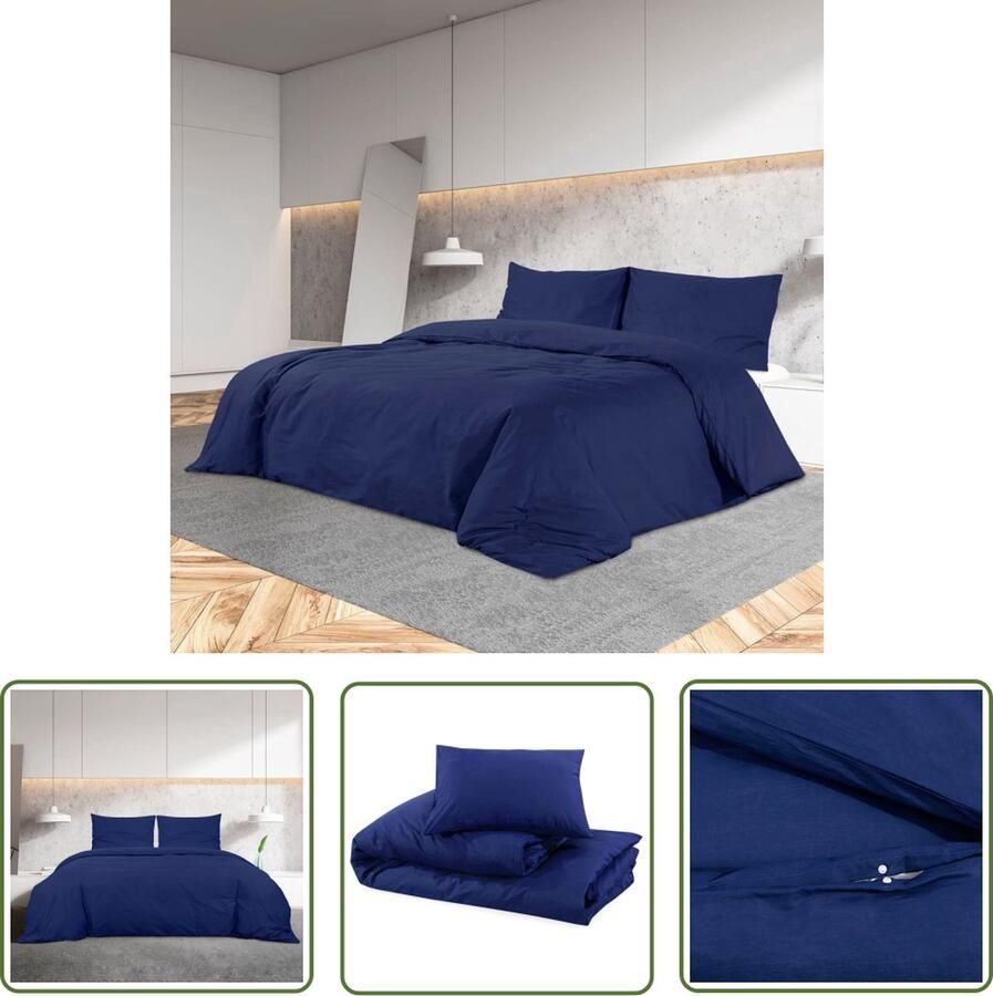 The Living Store Marineblauw Dekbedovertrek 200x200cm 100% katoen OEKO-TEX kreukvrij Dekbedovertrek Katoen Tweepersoonsbed Blauw Creukvrij