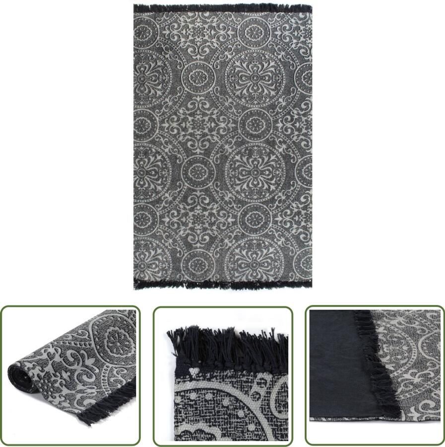 VidaXL Kelim vloerkleed 120x180 cm Grijs katoen Kelim Tapijt Handgeweven Tapijt Katoen Tapijt Grijze Tapijt Vloerkleden