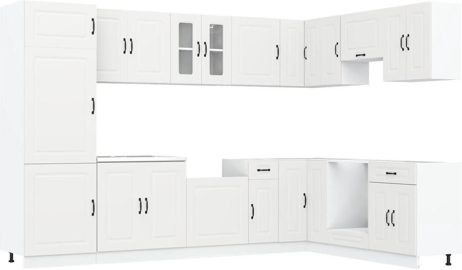 VidaXL Keuken Kast met opslag 2 pcs Wit 80 x 46 x 81.5 cm Bewerkt hout - Foto 2