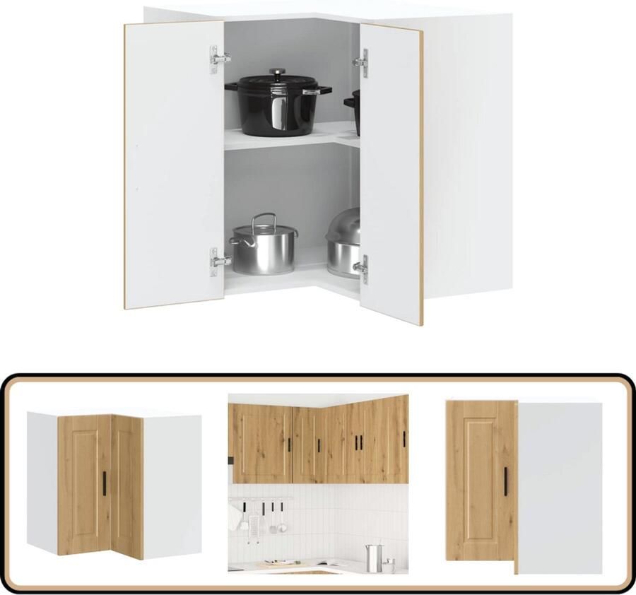 VidaXL Keuken Hoekkast Porto 57x57x60 cm Eiken Keukenhoekkast Winkelkasten Opslagruimte Houten Keuken Eiken Meubels