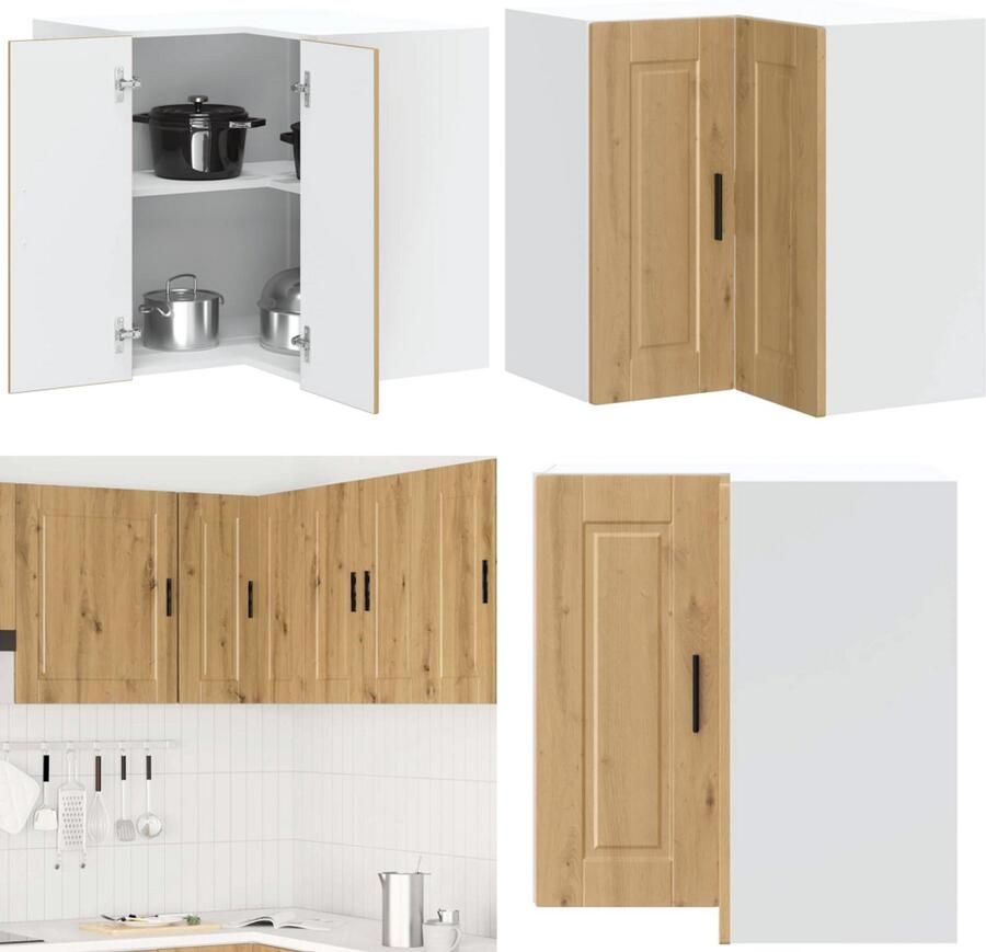 VidaXL Keuken hoekkast Porto bewerkt hout artisanaal eikenkleur Keuken Muur Hoekkast Keuken Muur Hoekkasten Keuken Wandkast Muur Hoekkast