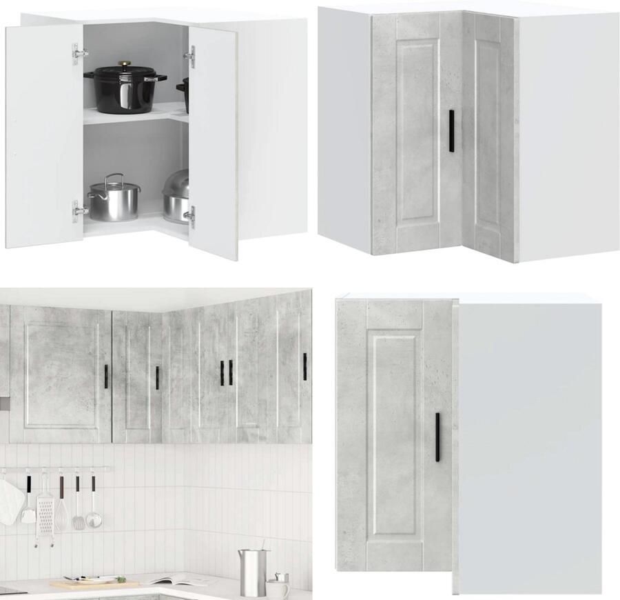 VidaXL Keuken hoekkast Porto bewerkt hout betongrijs Keuken Muur Hoekkast Keuken Muur Hoekkasten Keuken Wandkast Muur Hoekkast