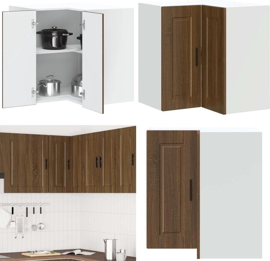 VidaXL Keuken hoekkast Porto bewerkt hout bruin eikenkleur Keuken Muur Hoekkast Keuken Muur Hoekkasten Keuken Wandkast Muur Hoekkast