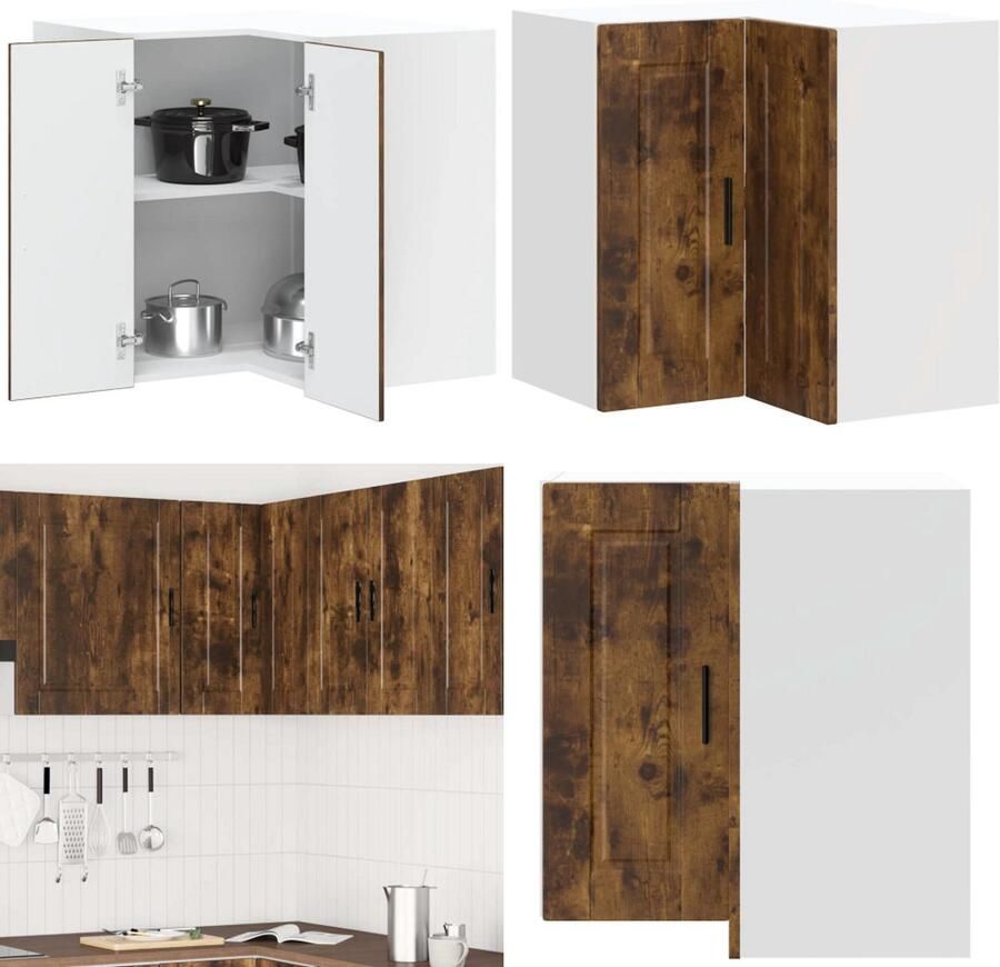 VidaXL Keuken hoekkast Porto bewerkt hout gerookt eikenkleurig Keuken Muur Hoekkast Keuken Muur Hoekkasten Keuken Wandkast Muur Hoekkast
