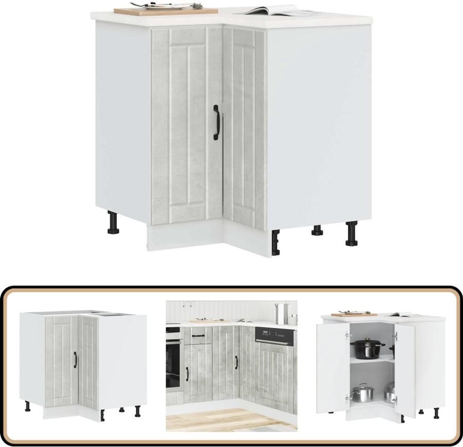 VidaXL Keuken Hoekonderkast Lucca Betongrijs Keukenhoekonderkast Houten Keuken Betonnen Grijze Keuken Keukenopslag Hoekkast