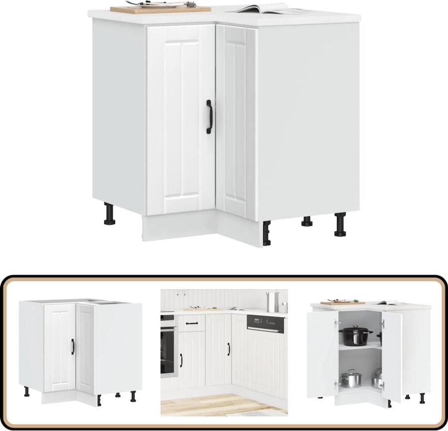 VidaXL Keuken Hoekonderkast Lucca Wit Hout Keukenhoekonderkast Hoekkast Keukenopbergruimte Houten Keukenmeubel Wit Keukenmeubel