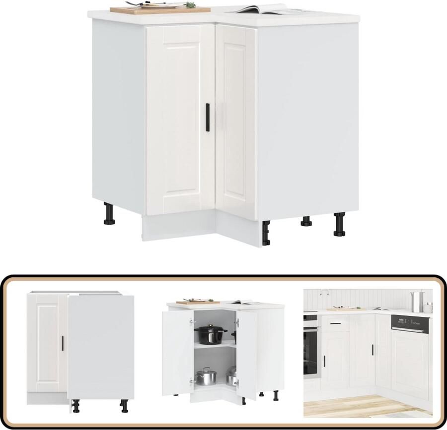 VidaXL Keuken Hoekonderkast Porto Hoogglans Wit Keukenhoekonderkast Keukenkasten Opslagoplossing Keukeninrichting Houten Kast