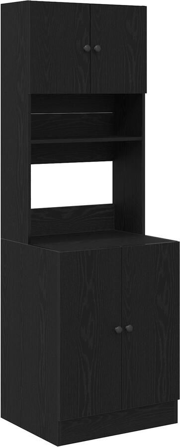 VidaXL Keuken Kast met plank Zwart eiken 60 x 50 x 180 cm Bewerkt hout