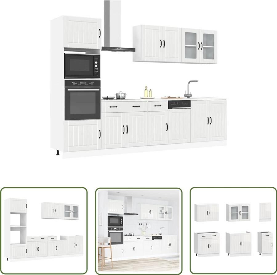 VidaXL 7-delige Keukenkastenset Lucca bewerkt hout glanzend wit Keuken Kastenserie Keuken Kastensets Hoogglans Witte Keuken Bewerkte Houten Keuken Ruime Keukenopbergruimte