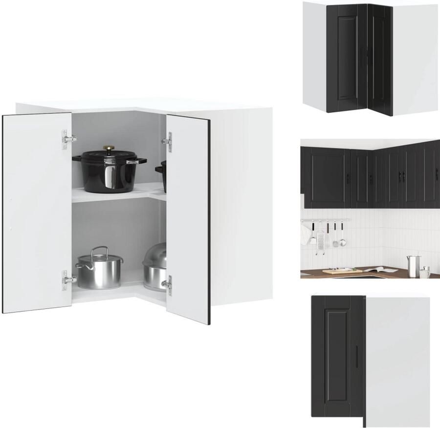 VidaXL Keuken Muur Hoekkast Keuken Muur Hoekkasten Keuken Wandkast Muur Hoekkast Keuken hoekkast Porto bewerkt hout zwart