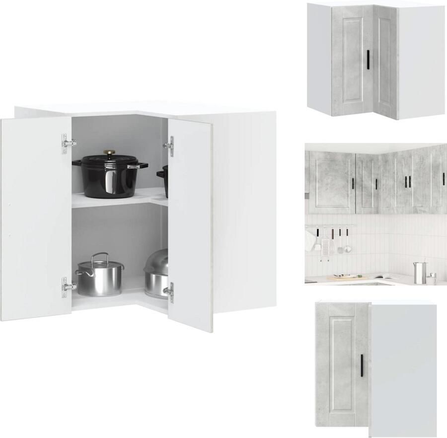 VidaXL Keuken Muur Hoekkast Keuken Muur Hoekkasten Keuken Wandkast Muur Hoekkast Keuken hoekkast Porto bewerkt hout betongrijs